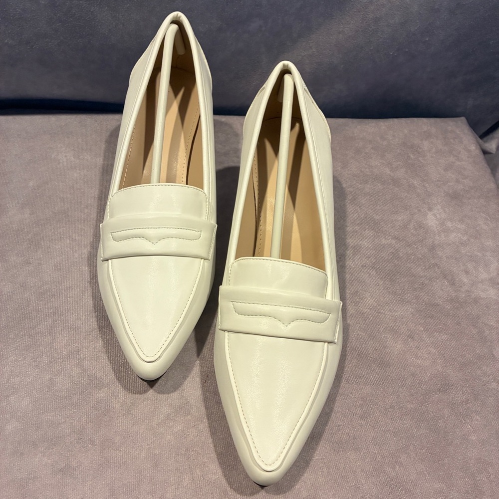 Sophisticated White Faux Leather Kitten Heels